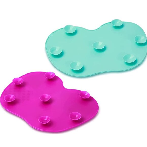 SILICONE GEL MAKEUP BRUSH CLEANING MAT WITH SUCTION CUP 2 PCS - Picture 3 of 12